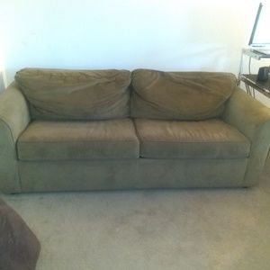 Brown suede couch